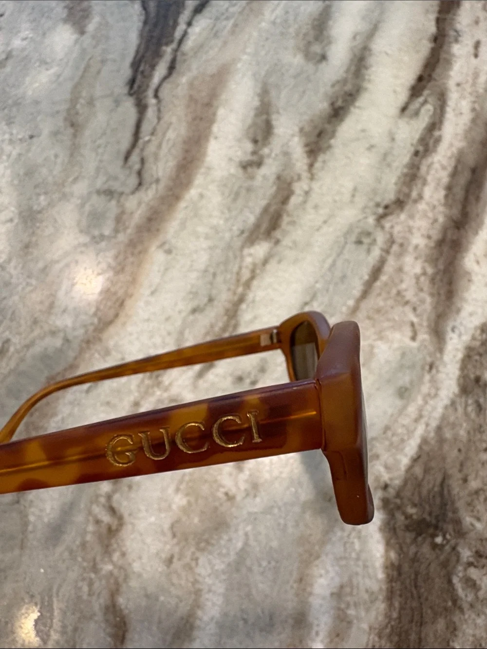 Vintage Designer Tortoiseshell Acetate Sunglasses with Gold Logo
